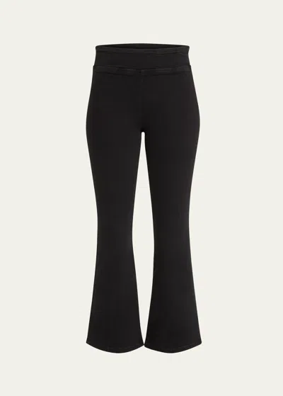 Frame Le Bardot Jetset High-rise Flared Jeans In Sheen Noir