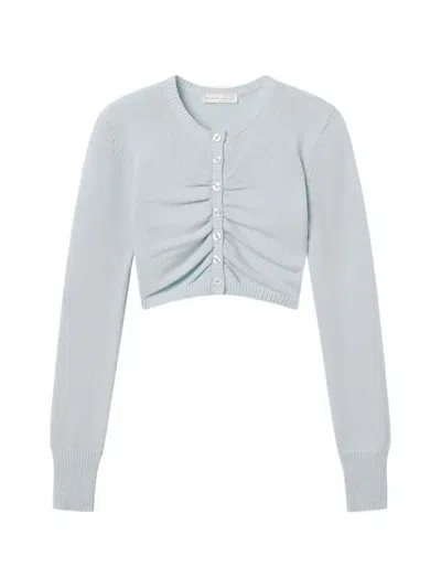Frame The Joyride Ruched Cardigan In Blue