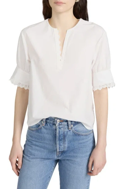 Frame The Keepsake Eyelet Trim Cotton Popover In White