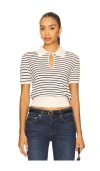 Frame The Keyhole Stripe Polo In Multi