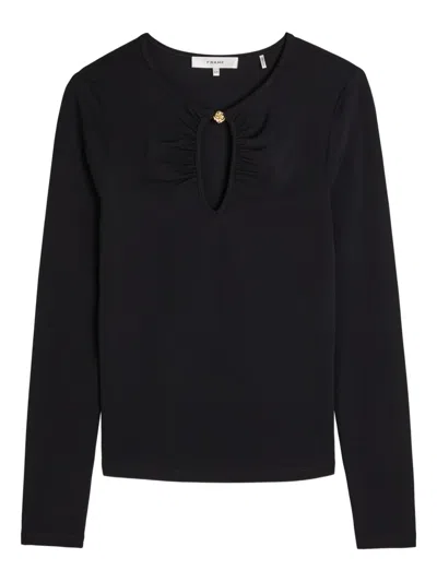 Frame The Keyhole Ruched Top In Black