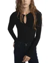 Frame The Keyhole Long Sleeve Top In Black