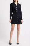 Frame The Knit Long Sleeve Dress In Black