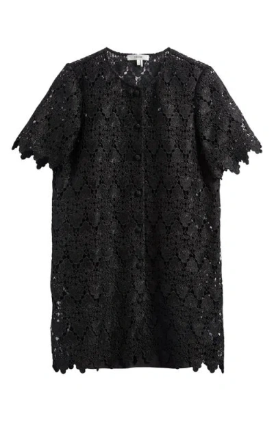 Frame The Lace Button Front Top In Black