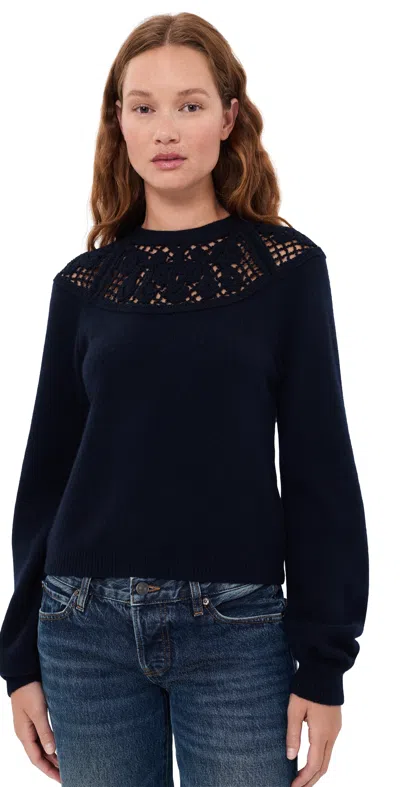 Frame The Lace Gathered Sweater Navy