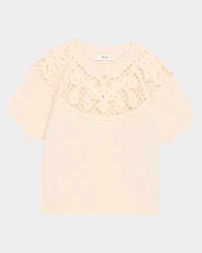 Frame The Lace Gathered Sweater In Neutral