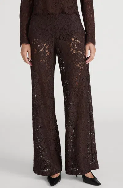 Frame The Lace High Waist Wide Leg Pants In Brown