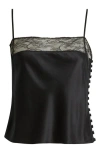 Frame The Lace Inset Silk Satin Camisole In Black