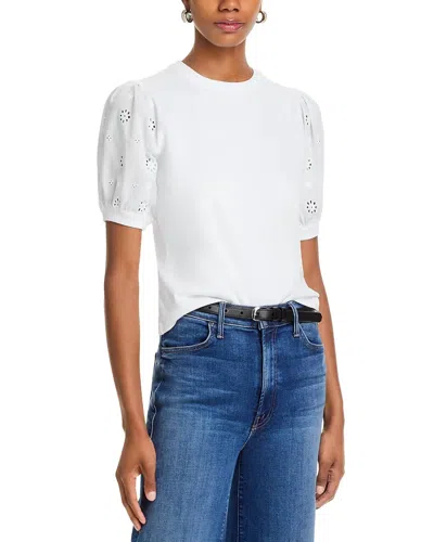 FRAME THE LACE SLEEVE T-SHIRT IN WHITE