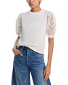 Frame Frankie Lace Puff Sleeve T-shirt In White