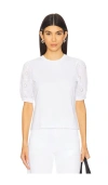 Frame Denim The Lace Sleeve Shirt In White