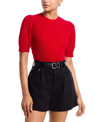 Frame The Ladder Cashmere Pointelle Sweater In Red