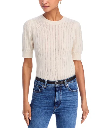 Frame The Ladder Cashmere Pointelle Sweater In White