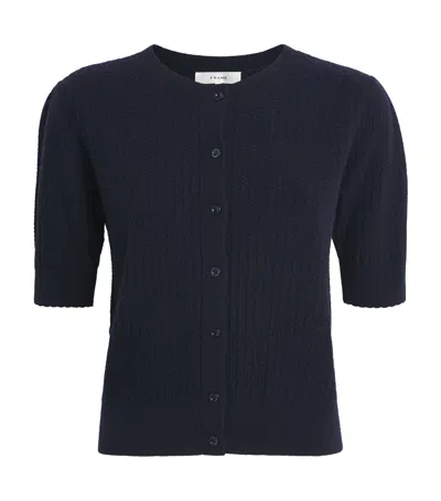 Frame The Ladder Pointelle Cardigan In Blue