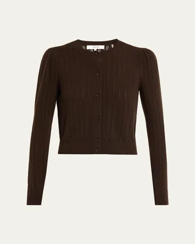 Frame The Ladder Pointelle Cashmere Cardigan In Brown