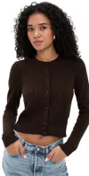 Frame The Ladder Pointelle Cashmere Cardigan Coffee In Brown