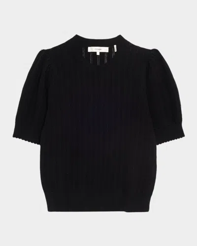 Frame The Ladder Pointelle Cashmere Sweater In Black