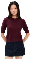 Frame The Ladder Pointelle Cashmere Sweater Cabernet In Burgundy