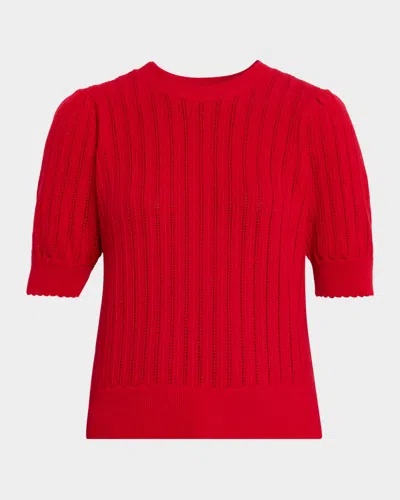 Frame The Ladder Pointelle Cashmere Sweater In Red