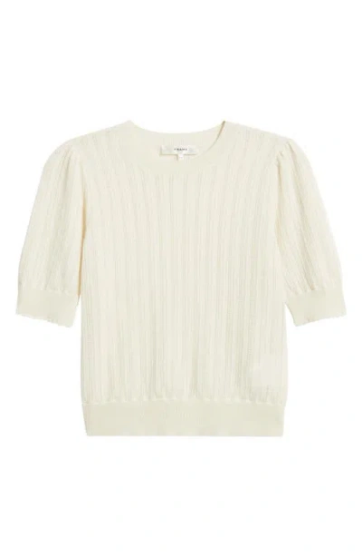Frame The Ladder Pointelle Short Sleeve Cashmere Sweater In Neutral