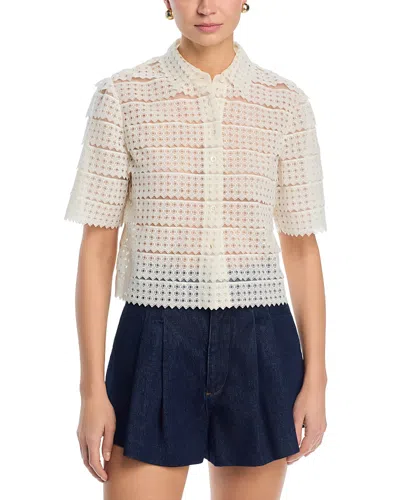 Frame The Lattice Crochet Top In White