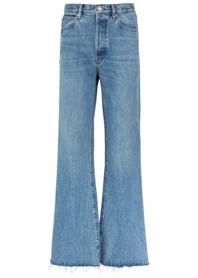 Frame The Lax Distressed Flared-leg Jeans In Blue