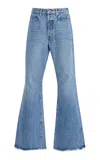 Frame The Lax Frayed Flared Jeans In Light Wash