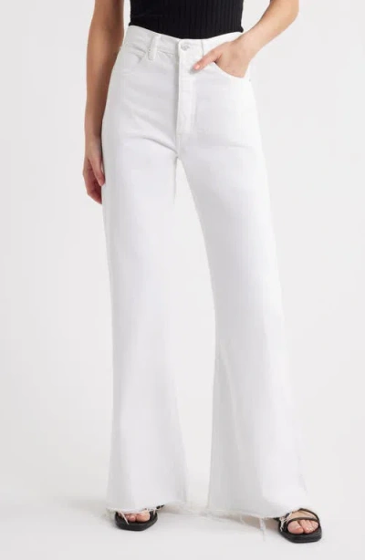 Frame The Lax Frayed High Waist Flare Jeans In White Raw Fray