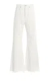 Frame The Lax Frayed Rigid High-rise Flared Jeans In White