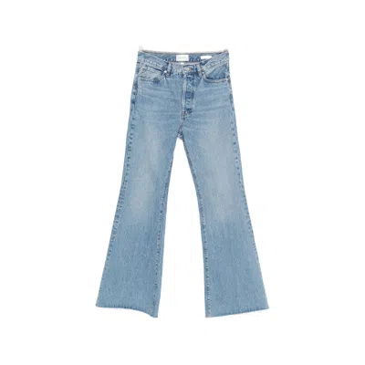 Frame The Lax Raw-edge Wide-leg Jeans In Blue