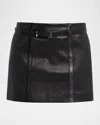 Frame The Leather Belt Mini Skirt In Black