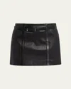 Frame The Leather Belt Mini Skirt In Black