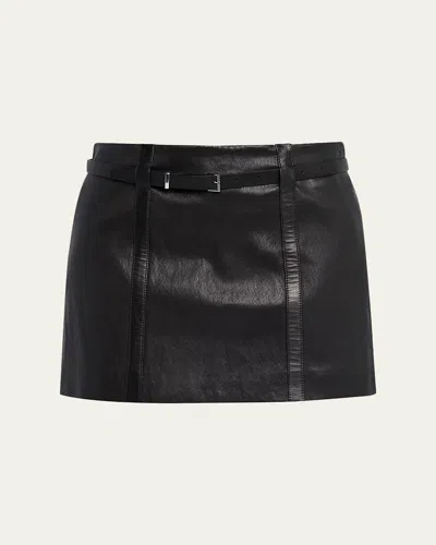 FRAME THE LEATHER BELT MINI SKIRT