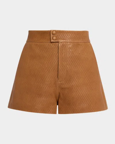 Frame The Leather Boy Shorts In Brown