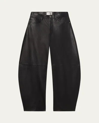 Frame The Leather Bubble Jeans In Black