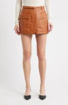 Frame The Leather Cargo Miniskirt In Brown
