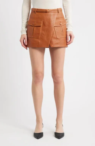 Frame The Leather Cargo Miniskirt In Brown