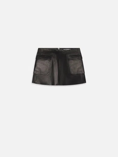 Frame The Leather Cargo Skirt In Black