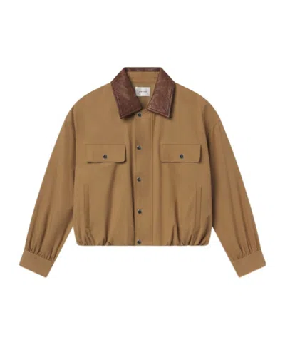 Frame The Corduroy Collar Bubble Jacket In Brown