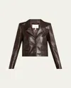Frame The Leather Cuffed Jacket In Brown