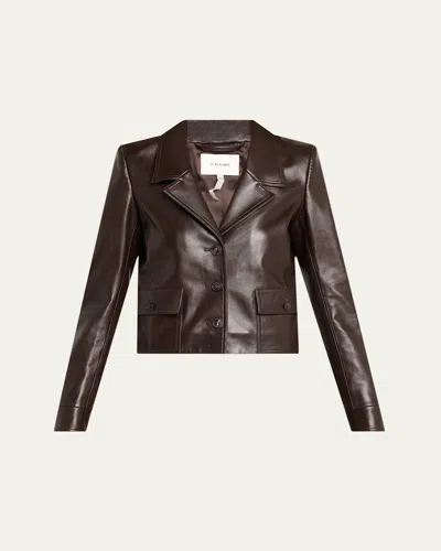 Frame The Leather Cuffed Jacket In Brown