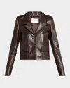 Frame The Leather Cuffed Jacket In Brown