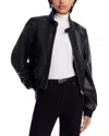Frame The Leather Harrington Bomber Jacket In Black