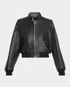 Frame The Leather Harrington Bomber Jacket In Black