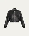 Frame The Leather Harrington Bomber Jacket In Black