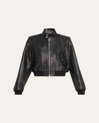 FRAME THE LEATHER HARRINGTON BOMBER JACKET