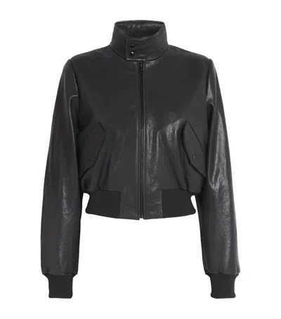 Frame The Leather Harrington Bomber Jacket In Black