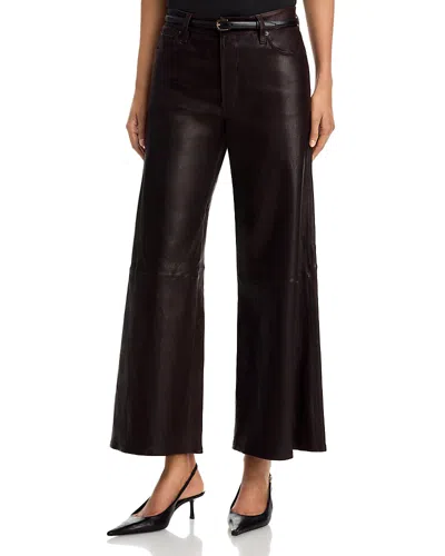 Frame The Leather High Rise Swing Jeans In Truffle In Brown
