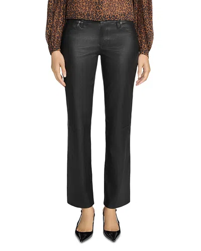 Frame The Leather Mid Rise Ankle Cigarette Jeans In Black