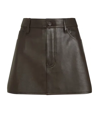 Frame The Leather Mini Skirt In Brown